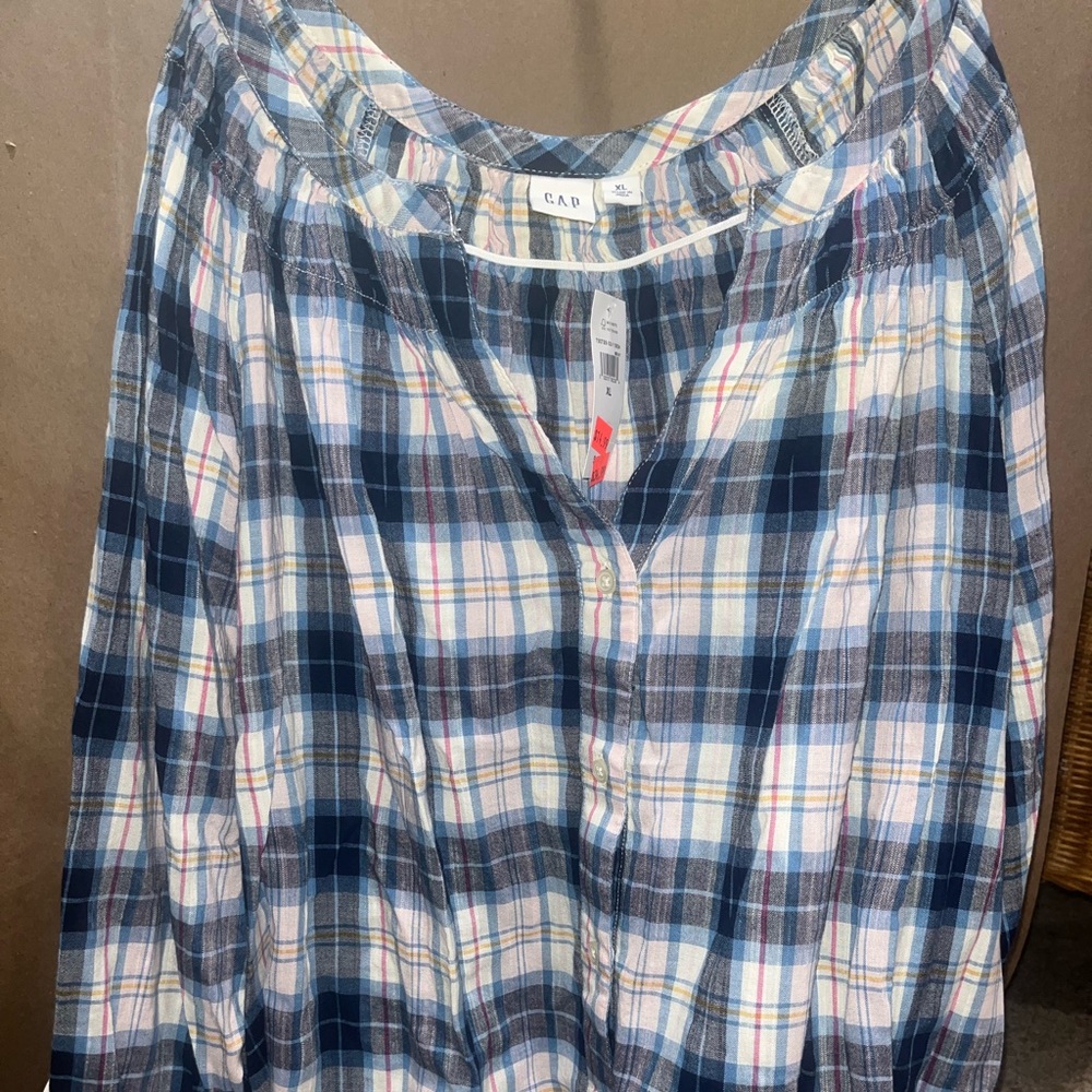 NWT GAP plaid blouse